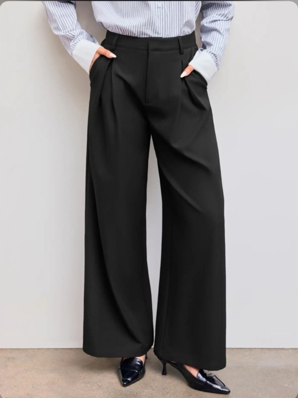 Cider Black Wide-Leg Dress Pants
